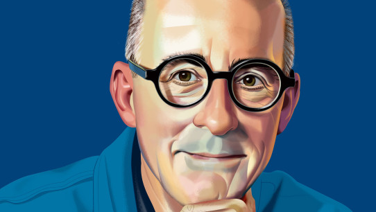 head shot illustration of Stengel by Nigel Buchanan