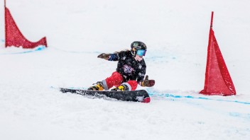 snowboarder on course
