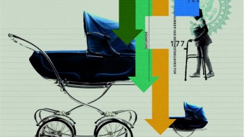 Baby Carriage with graphic arrows pointing down