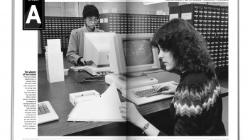 LIAS spread -- photo of women in library