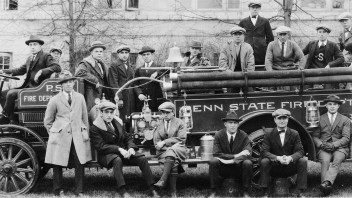 Penn State firemen and fire truck