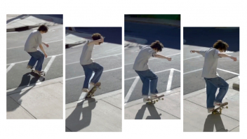 Skateboarder in skate park