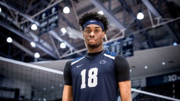 Toby Ezeonu in Nittany Lions volleyball uniform by Cardoni