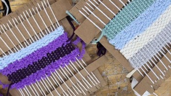 photo of yarn woven on a loom, courtesy