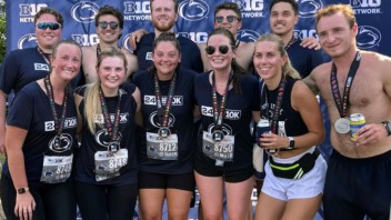 members of the Penn State Alumni Association Chicago Chapter after a marathon, photo by Penn State Alumni Association