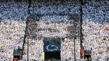 wide shot of S Zone during a home game by Penn State Alumni Association