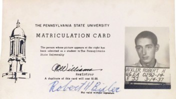 copy of a 1955 student ID card by Penn State Archives