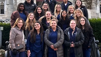 group photo of nursing students at University of Galway during a fall 2024 trip, courtesy