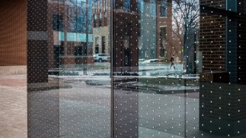 photo of bird safe glass window by nick Sloff '92 A&A