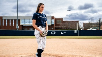 photo of Mandy Volpe on the pitcher's mound by Cardoni