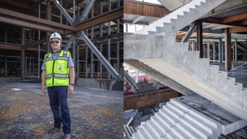 photo of Dwayne Rush on site at Beaver Stadium during construction by Nick Sloff '92 A&A