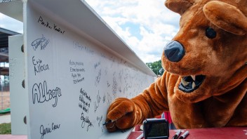 Nittany Lion on signing day at Penn State Harrisburg photo courtesy