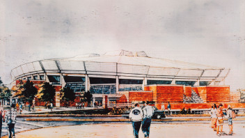 illustration of Penn Staters walking into Beaver Stadium