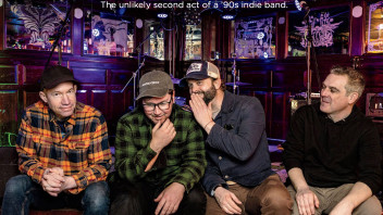 cover of May/June '26 issue of Penn Stater magazine featuring photo of indie rock band Ethel Meserve by Cardoni