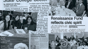 collage of newspaper clippings related to the Renaissance Fund